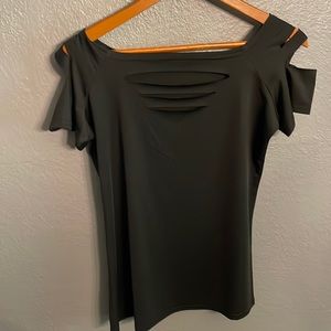 Black Cut Out Short Sleeve Top -New with tags